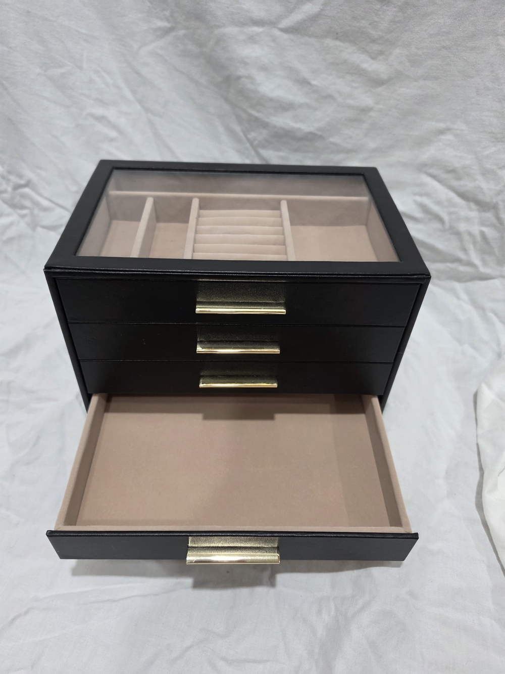 Black Jewelry Organizer Box with Gold Handles - Picture 5 of 5